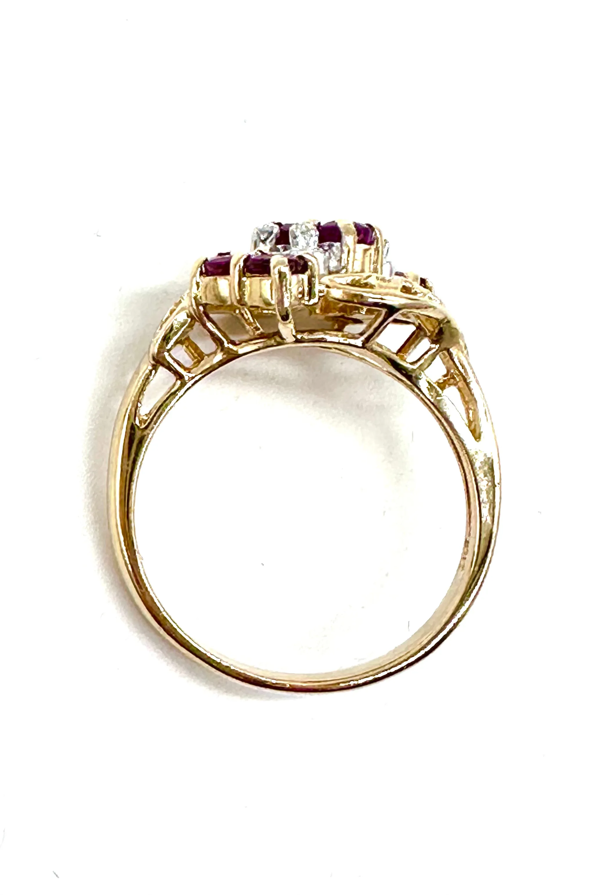 Ruby and Diamond bypass ring