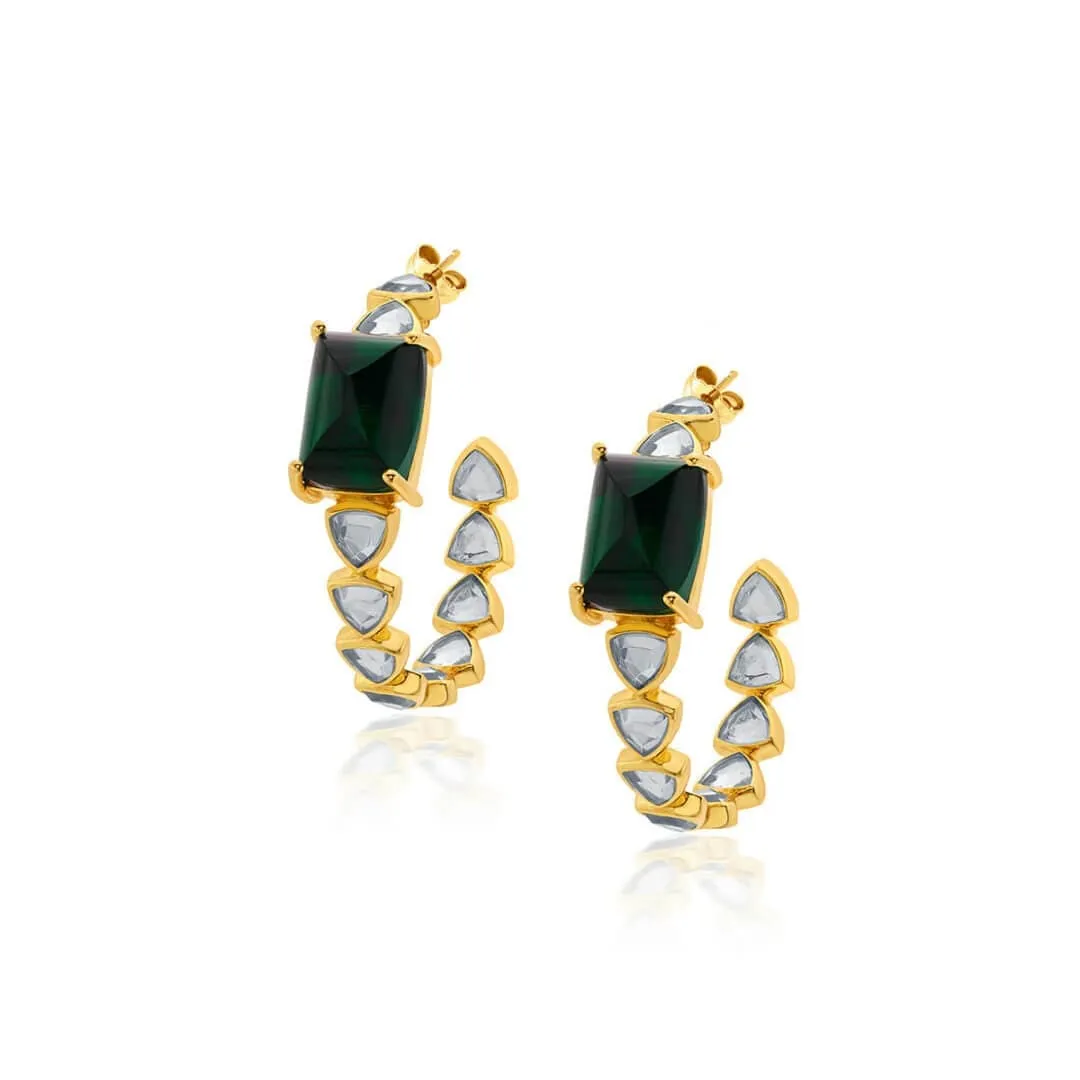 Ruhaniyat Hydro Emerald & Mirror Hoops