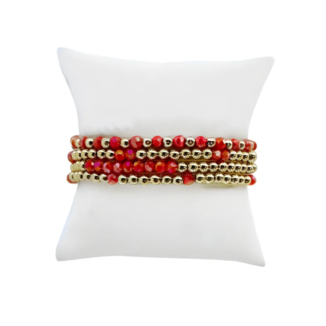 Santorini Bracelet Stack, Coral