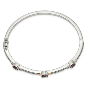Shey Couture Sterling Silver with 14K Accent Antiqued Oval Garnet Bangle QTC1387