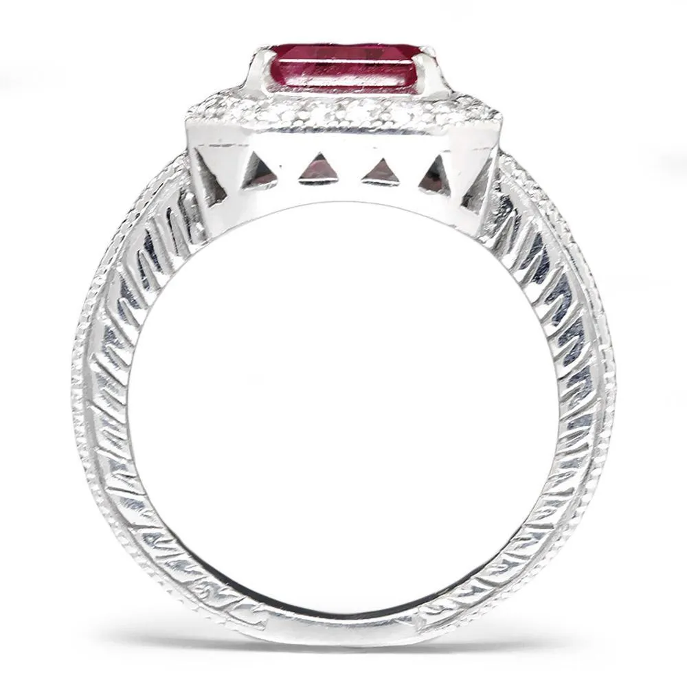 Sideways Ruby Engagement Ring with Diamonds 1.50ctw