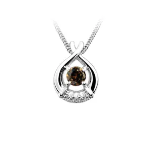 Silver White Topaz and Smoky Quartz Pendant