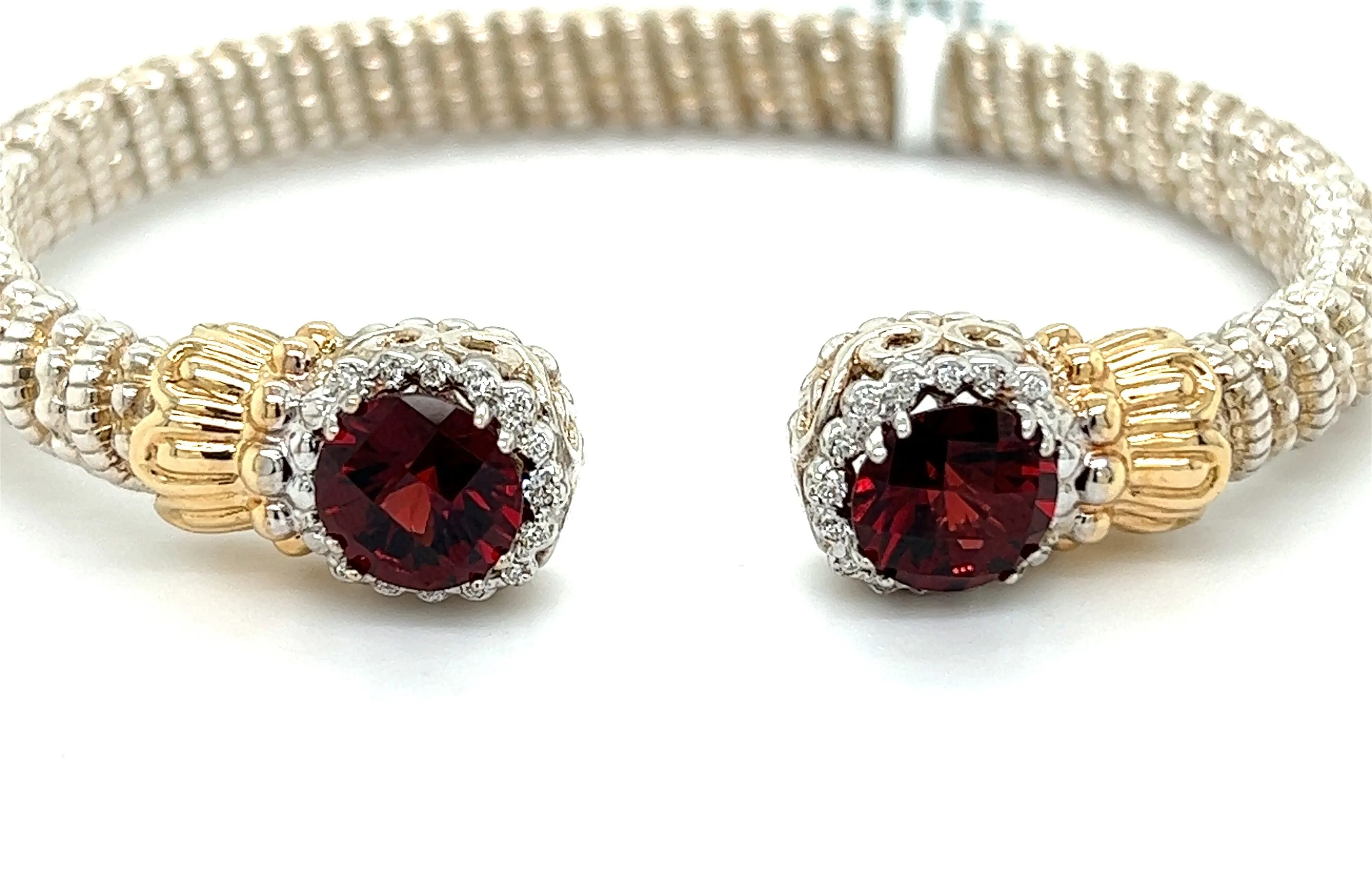Sterling Silver and 14k Yellow Gold Garnet Bracelet by VAHAN