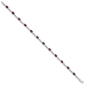 Sterling Silver Rhodium-plated Garnet Bracelet QX840GA