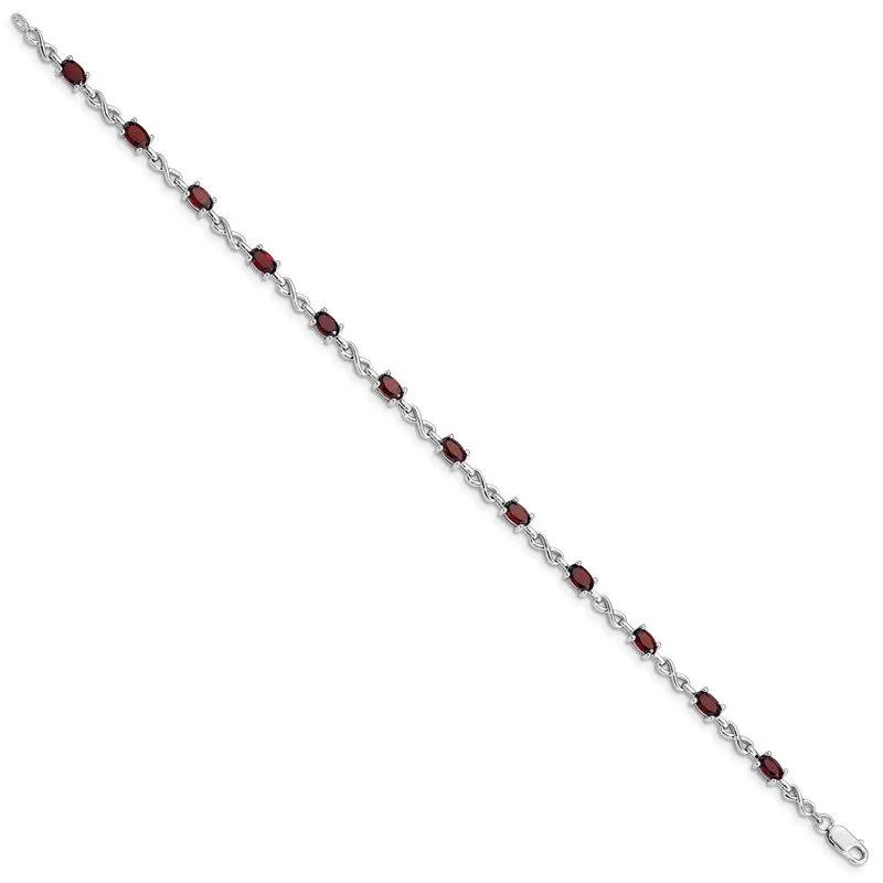 Sterling Silver Rhodium-plated Garnet Bracelet QX840GA