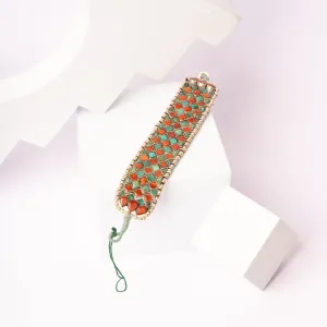 Stunning Coral and Turquoise Silver Rakhi /Friendship Band
