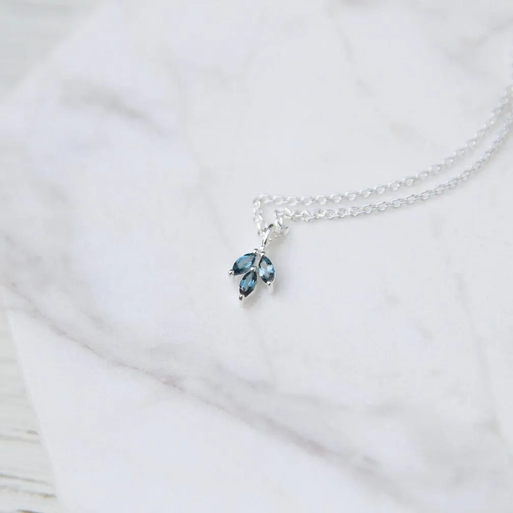Three Leaf Marquis London Blue Topaz Necklace