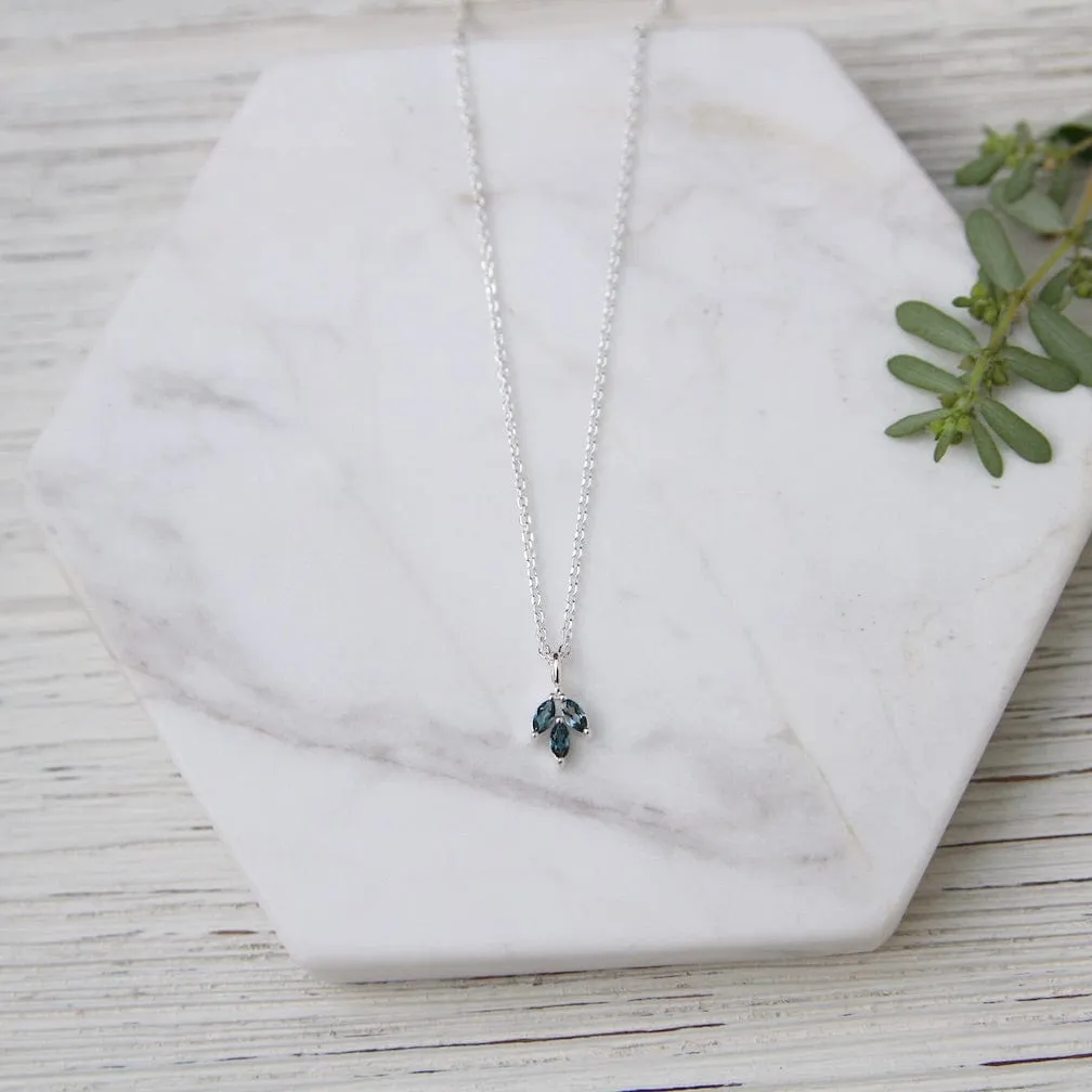Three Leaf Marquis London Blue Topaz Necklace