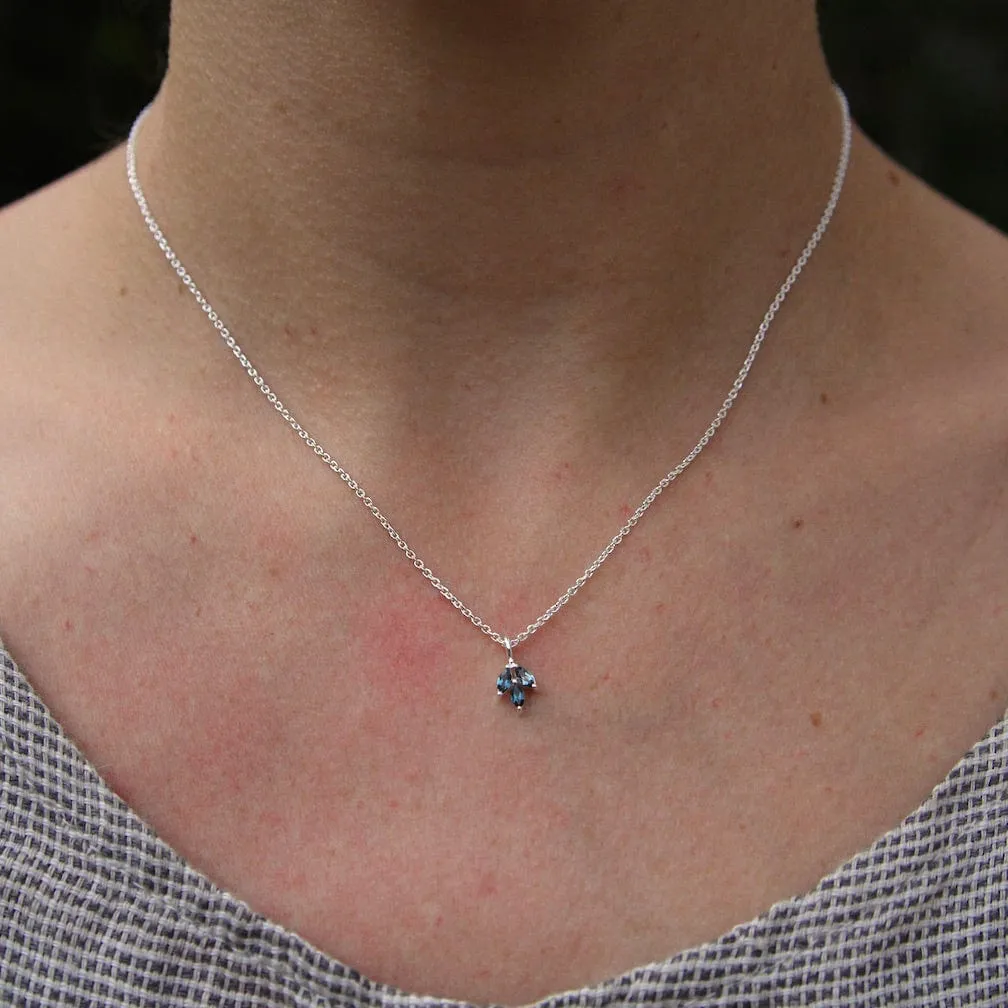 Three Leaf Marquis London Blue Topaz Necklace