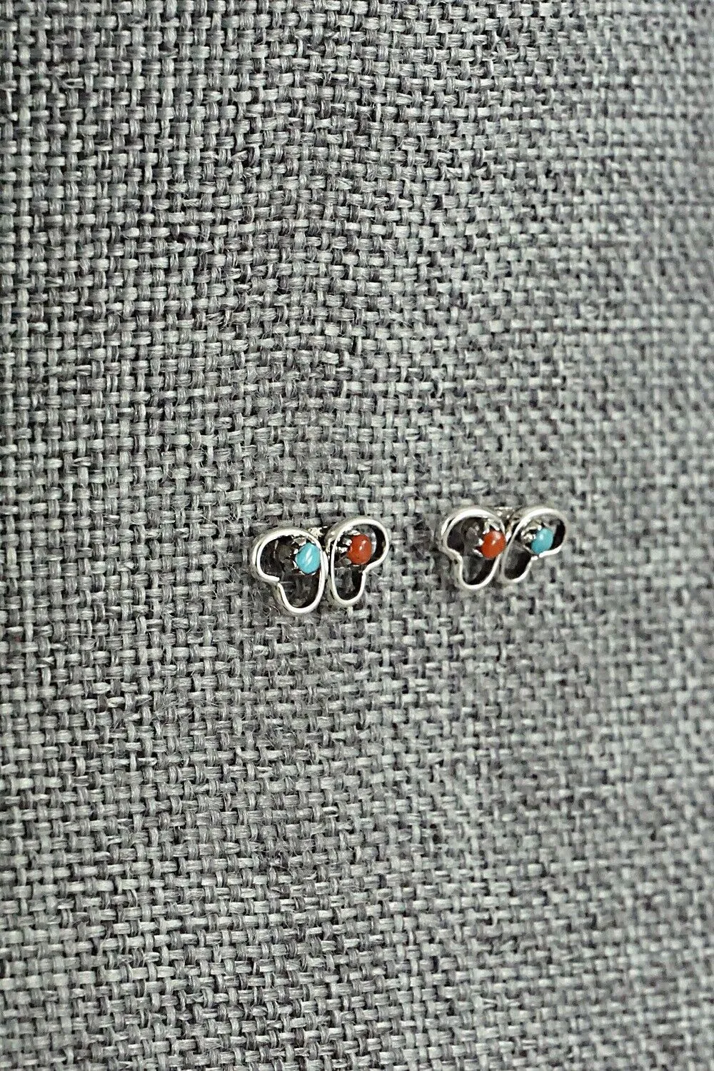 Turquoise, Coral & Sterling Silver Earrings - Dorothy Natachu