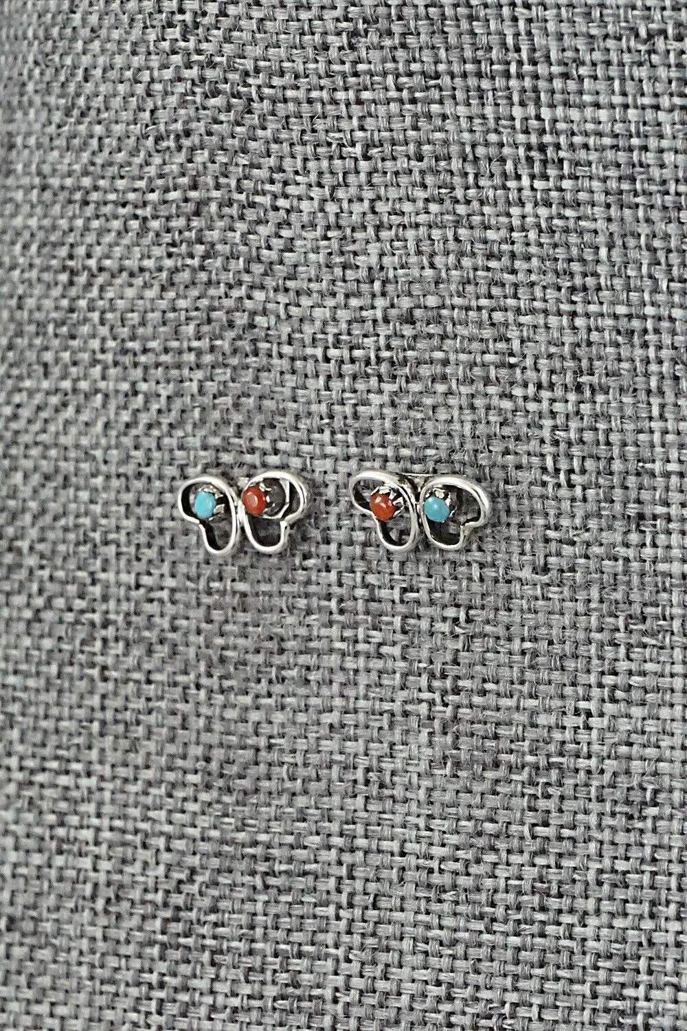 Turquoise, Coral & Sterling Silver Earrings - Dorothy Natachu