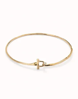 UNOde50 Rigid Necklace with 18K gold-plated Front Clasp and White Topaz