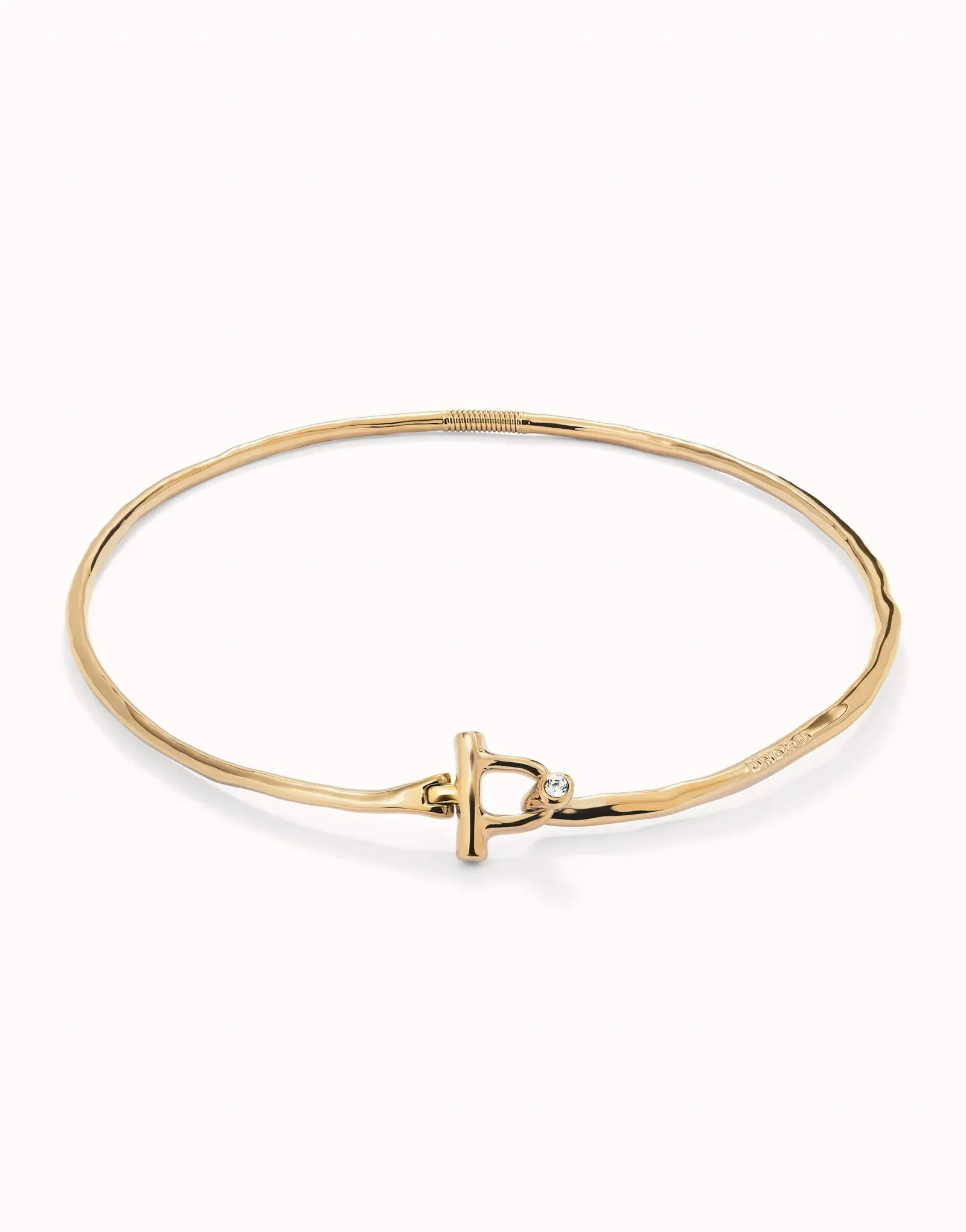 UNOde50 Rigid Necklace with 18K gold-plated Front Clasp and White Topaz