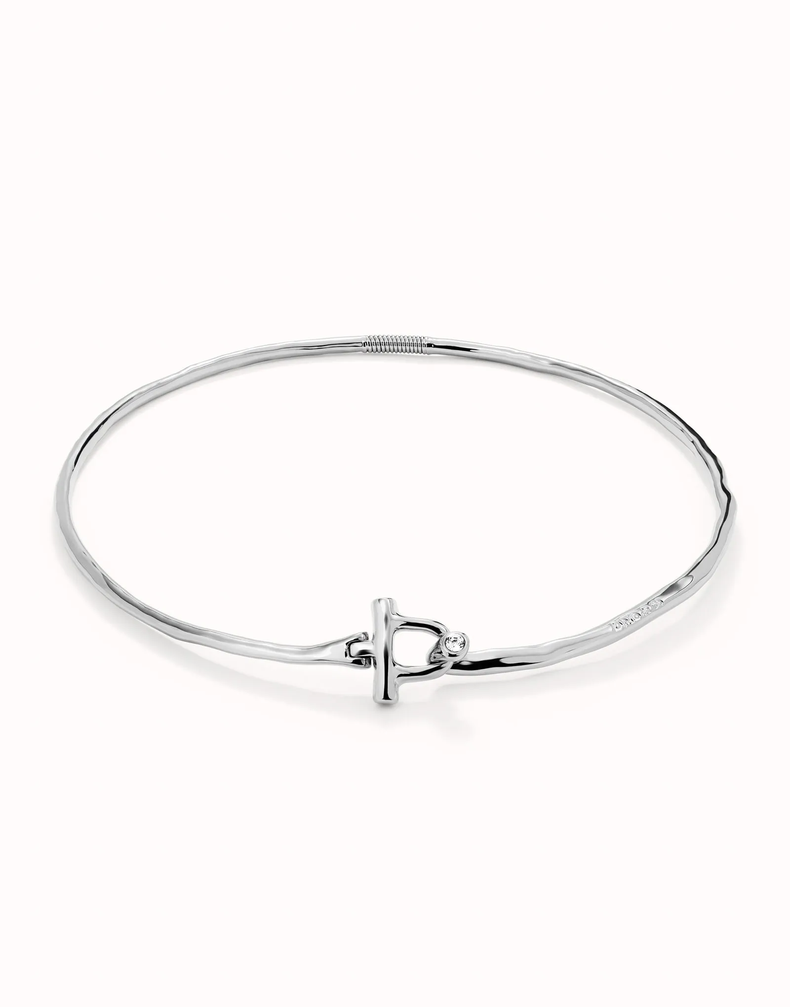 UNOde50 Rigid Necklace with Sterling silver Plated Front Clasp and White Topaz