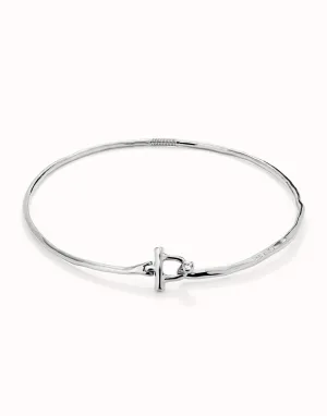 UNOde50 Rigid Necklace with Sterling silver Plated Front Clasp and White Topaz