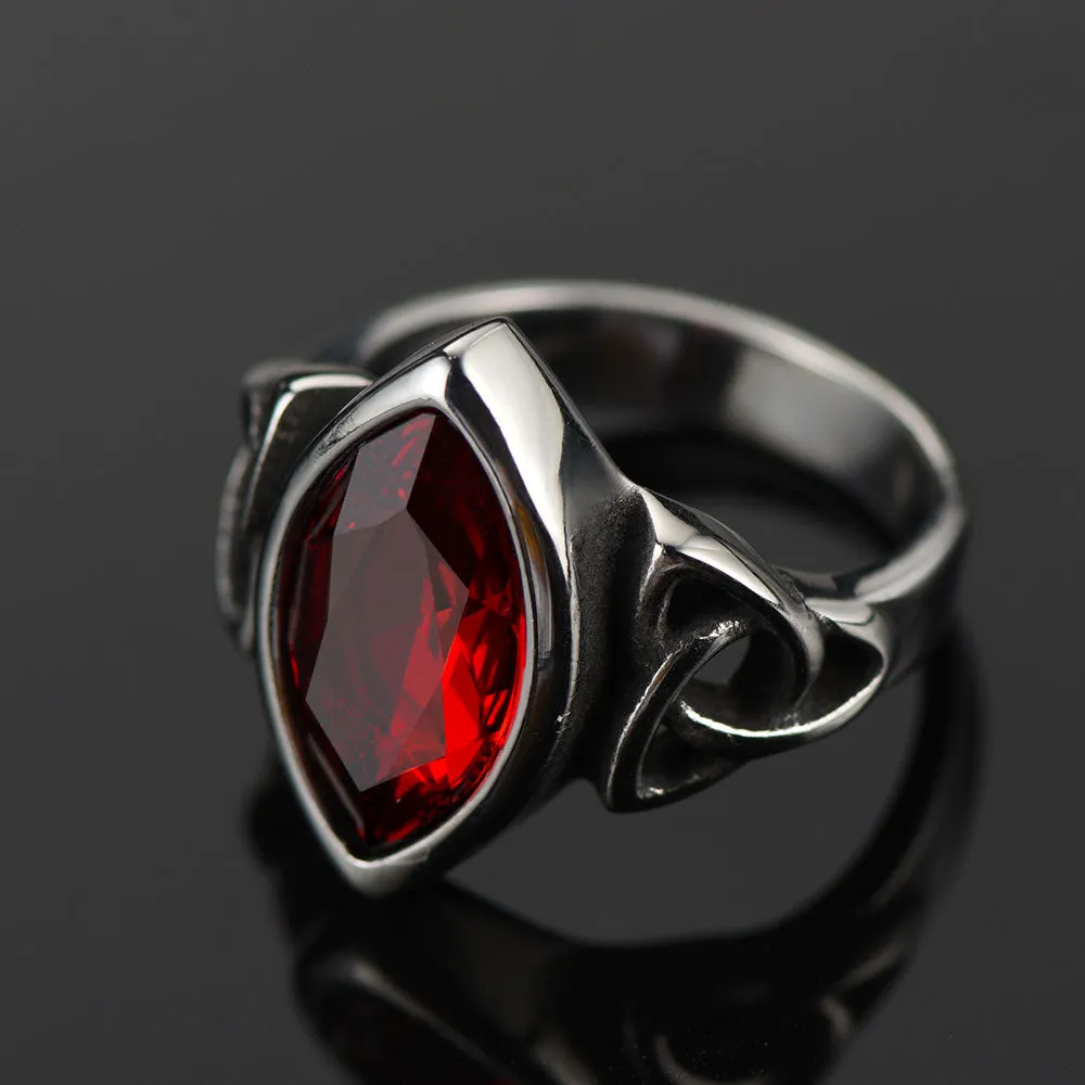 Vintage Celtic Ruby Ring Gemstone Ring for Men