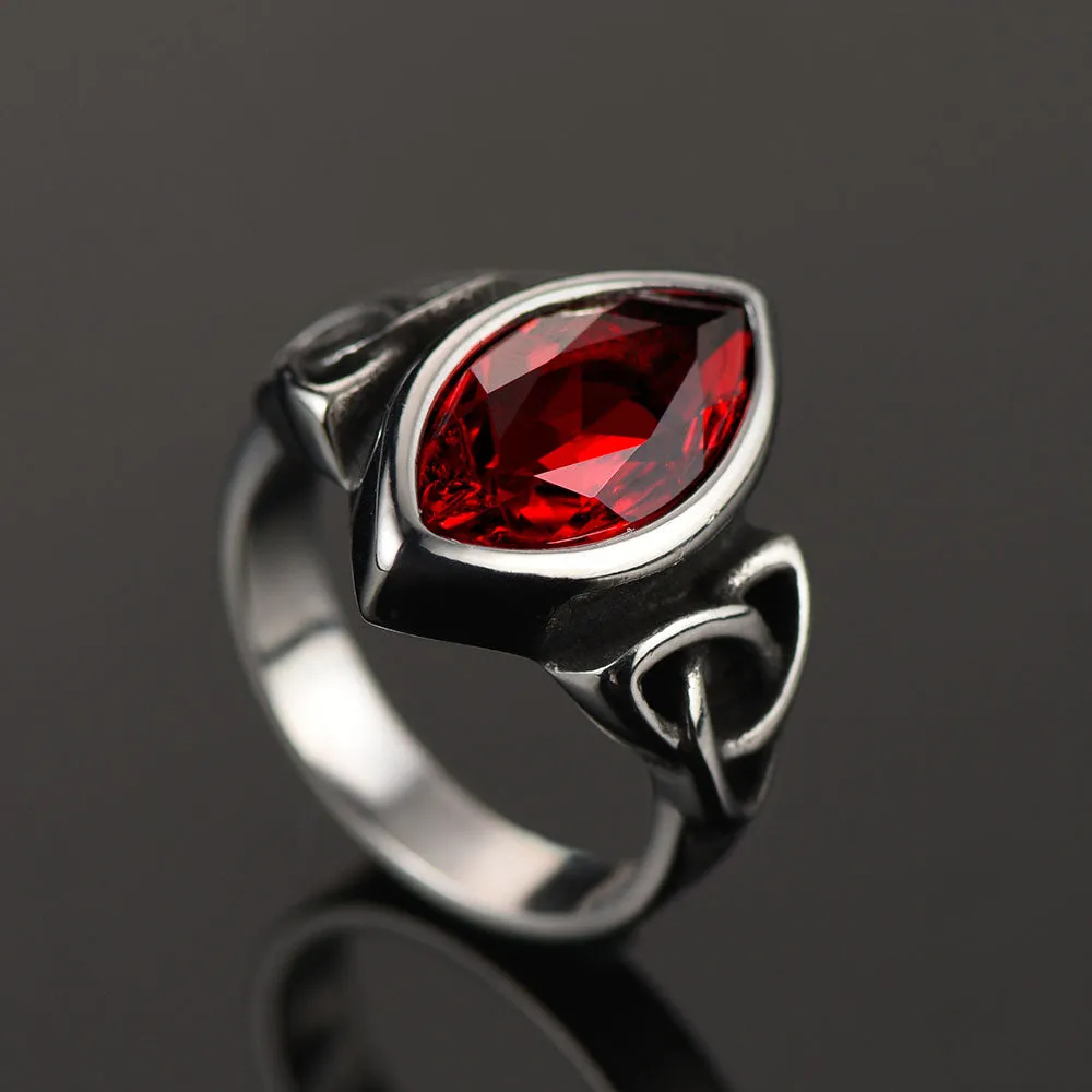 Vintage Celtic Ruby Ring Gemstone Ring for Men