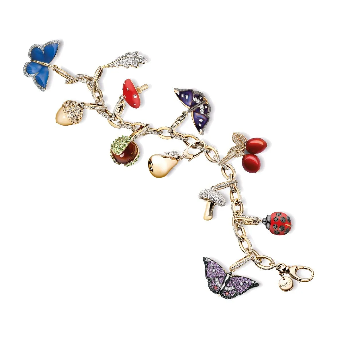 Woodland Oak Leaf Charm in 18ct Yellow Gold with Diamonds